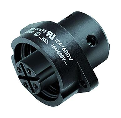 Illustratie RD24 Female panel mount connector, aantal polen: 3+PE, onafgeschermd, schroefklem, IP67, UL, ESTI+, VDE, Frontaansluiting