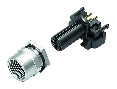 插图 M12 孔头法兰座, 极数: 8, 可接屏蔽, THR, IP68, UL 2238, M12x1.0, 板前安装, 用于PCB组装