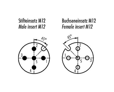 Contactconfiguratie (Insteekbereik) M12 Doorvoer voor schakelkast, aantal polen: 5, afgeschermd, stekerbaar, IP67, M12x1,0