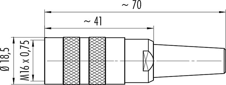 Scale drawing M16 Female cable connector, Contacts: 5 (05-a), 4.0-6.0 mm, shieldable, screw clamp, IP40