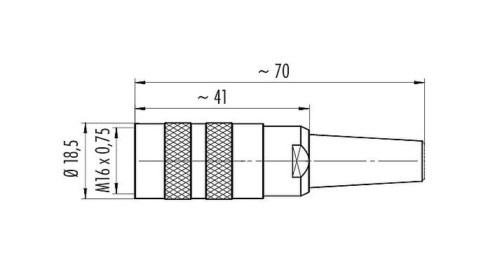 Dessin coté M16 Connecteur femelle, Contacts: 5 (05-a), 4,0-6,0 mm, blindable, pince à visser, IP40