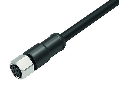Illustration 77 8730 0000 30709-0185 - M12 Connecteur femelle, Contacts: 2+7, surmoulé sur le câble, IP67, PUR, noir, Power: 2 x 0,75 (AWG 18), Signal: 7 x 0,14 (AWG 26), 1,85 m