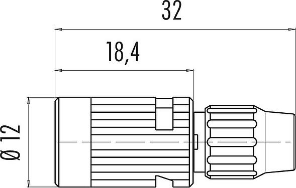 Dessin coté Baïonnette Connecteur femelle, Contacts: 3, 4,0-5,0 mm, non blindé, souder, IP40