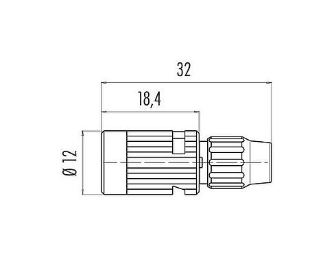Disegno in scala 99 0972 100 02 - Baionetta Connettore cavo femmina, Numero poli: 2, 3,0-4,0 mm, non schermato, saldare, IP40