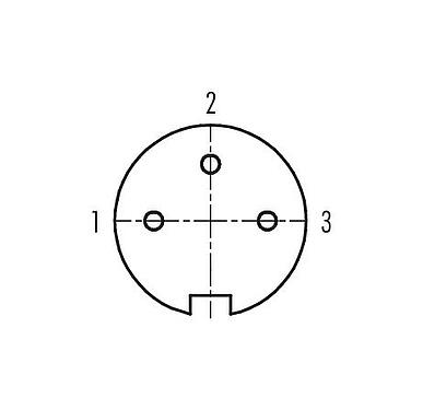 Contact arrangement (Plug-in side) 99 5106 09 03 - M16 Female cable connector, Contacts: 3 (03-a), 4.0-6.0 mm, shieldable, solder, IP67, UL