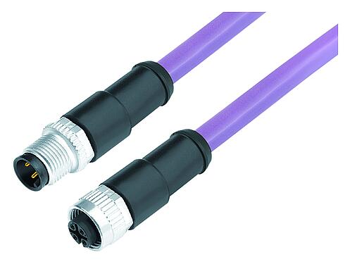插圖 M12 針頭電纜連接器 - 孔頭帶電纜連接器, : 5, 遮罩, 預鑄電纜, IP68, UL 2238, CAN總線, PUR, 紫色, 1x2xAWG 22+1x2xAWG 24, 2m
