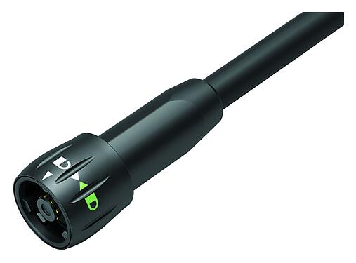 Illustration 77 6005 0000 50008-0500 - Bayonet Male cable connector, Contacts: 8, unshielded, solder, IP67, PUR, black, 8 x 0.25 mm², 5 m