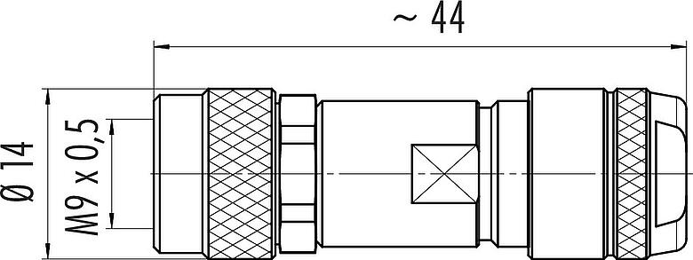 Desenho da escala M9 Tomada de cabo, Contatos: 7, 4,0-5,5 mm, blindável, solda, IP67, mola de íris