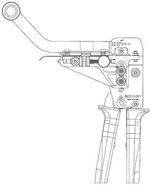 Desenho da escala 67 0001 014 100 - M16 IP40 - Ferramenta de crimpagem para contatos de banda; série 581/680/682