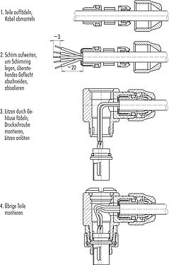 Instructions de montage 99 0405 75 03 - Connecteur mâle coudé, Contacts: 3, 3,5-5,0 mm, blindable, souder, IP67