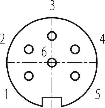 Contact arrangement (Plug-in side) M16 Female panel mount connector, Contacts: 6 (06-a), unshielded, solder, IP67, UL 2238, M18x0,75, Rear mounting
