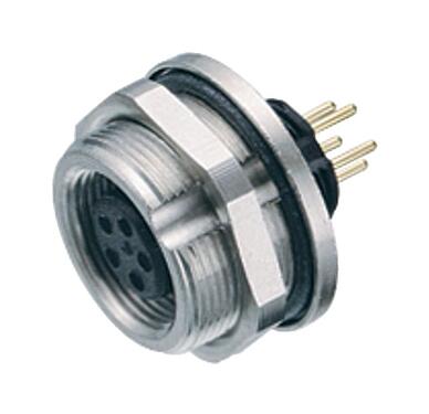 3D View 09 0424 90 07 - M9 IP67 Female panel mount connector, Contacts: 7, unshielded, THT, IP67, front fastened