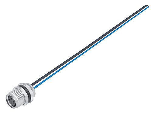 Illustration 76 6618 1111 00003-0200 - M8 Female panel mount connector, Contacts: 3, unshielded, single wires, IP67, UL 2238, M10x0.75, rear mounting