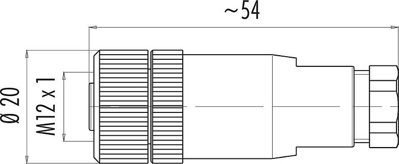 Skalritning M12 Kabeluttag, antal poler: 4, 6,0-8,0 mm, oskärmad, skruvkläm, IP67, UL 2238