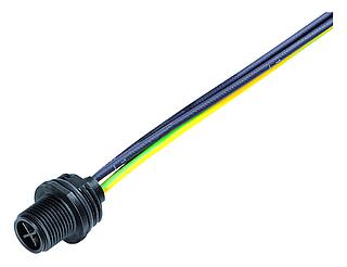 M12 Phích cắm gắn bảng, Số lượng cực : 4, không có chống nhiễu, dây đơn, IP68, UL 2238, M16x1,5, Gắn phía trước, túp lều