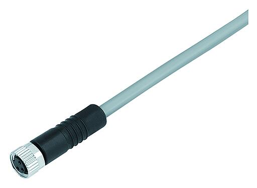 Illustration 77 3406 0000 20003-0500 - M8 Female cable connector, Contacts: 3, unshielded, moulded on the cable, IP67/IP69K, UL, PVC, grey, 3 x 0.34 mm², 5 m