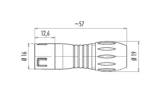 比例图 Snap-in 快插 直头针头电缆连接器, 极数: 12, 6.0-8.0mm, 非屏蔽, 焊接, IP67, UL 2238, VDE