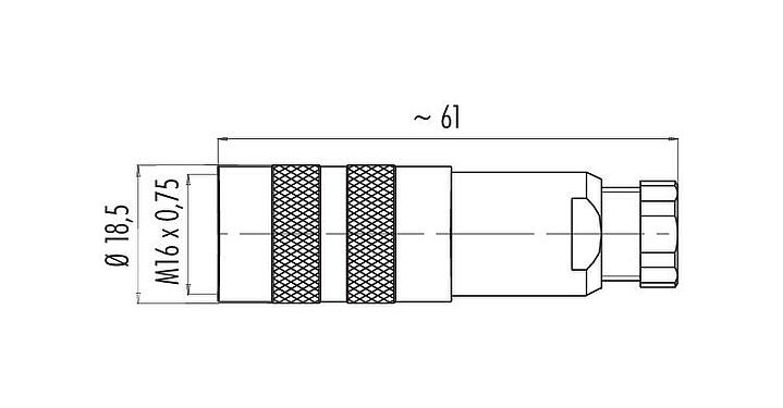 Scale drawing 99 5110 15 04 - M16 Female cable connector, Contacts: 4 (04-a), 4.0-6.0 mm, shieldable, solder, IP67, UL