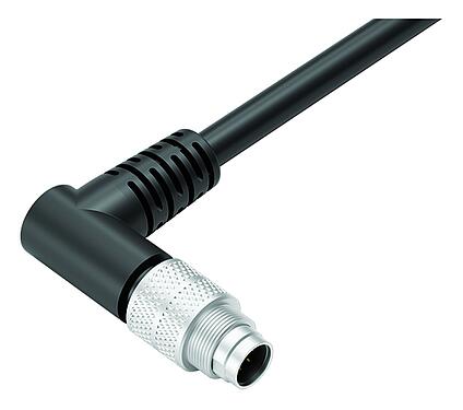 Kuva 79 1425 72 08 - M9 Kulmapistoke, Napojen määrä: 8, suojattu, suihkutettu kaapelille, IP67, PUR, musta, 8 x 0,14 mm², 2 m