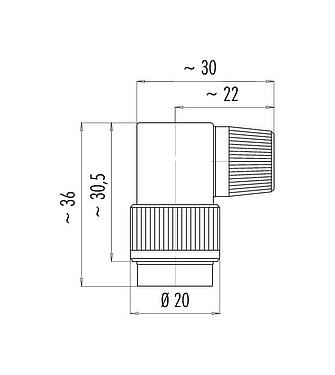 Schaaltekening Bajonet Female haakse connector, aantal polen: 2, 4,0-6,0 mm, onafgeschermd, soldeer, IP40