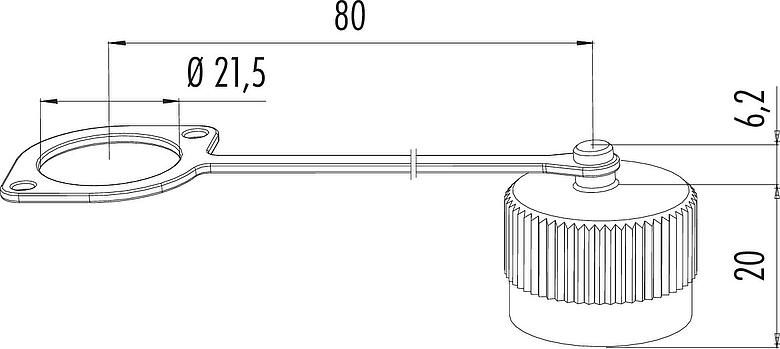 Dessin coté Capuchon de protection, IP67, avec sangle de retenue