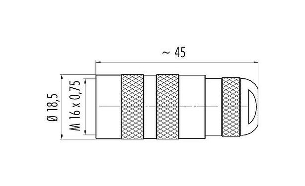 Scale drawing 99 5110 40 04 - M16 Female cable connector, Contacts: 4 (04-a), 4.1-7.8 mm, unshielded, solder, IP67, UL, Short version