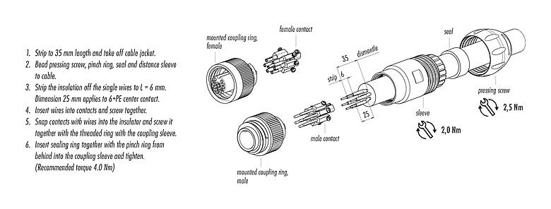 Assembly instructions 99 4221 300 04 - RD24 Male cable connector, Contacts: 3+PE, 7.0-17.0 mm, unshielded, screw clamp, IP67, UL, ESTI+, VDE, Vario