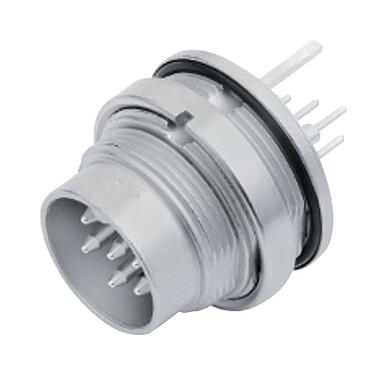 Illustratie M16 Male panel mount connector, aantal polen: 8 (08-a), schermbaar, THT, IP68, UL 2238, AISG compliant, M18x0,75, Achterwandmontage