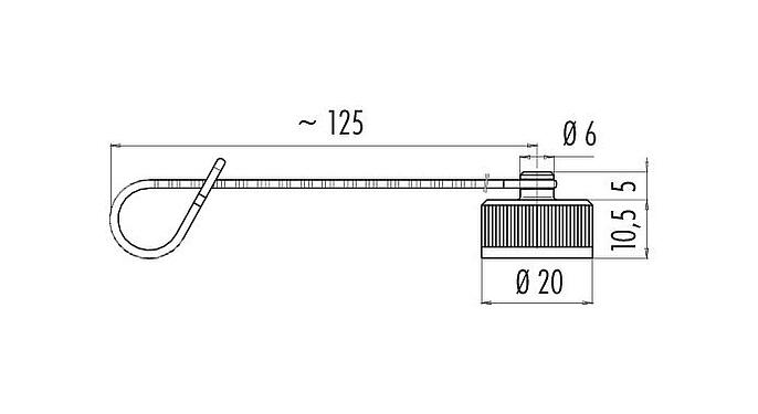Scale drawing Protecting cap, IP67, for male cable connector