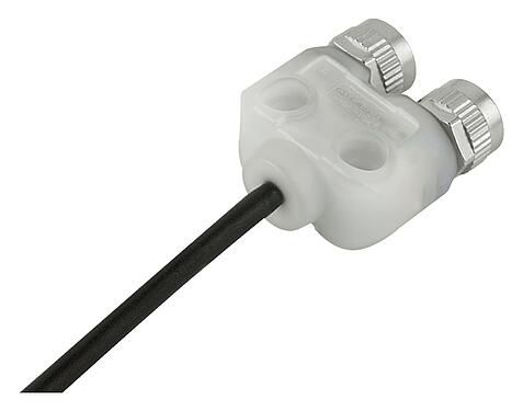 插图 79 5236 33 04 - M12/M12 双分线盒,Y 型分配器, 针头连接器 - 2  孔头连接器, 极数: 4, 非屏蔽, 预铸电缆, IP68, UL 2238, PUR, 黑色, 4x0.25mm², 带LED的PNP, 2m