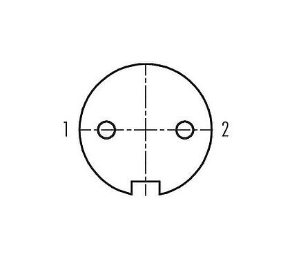 Contact arrangement (Plug-in side) 99 5102 09 02 - M16 Female cable connector, Contacts: 2 (02-a), 4.0-6.0 mm, shieldable, solder, IP67, UL
