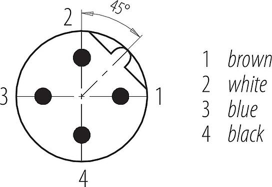 Contactconfiguratie (Insteekbereik) M12 Male haakse connector, aantal polen: 4, onafgeschermd, aan de kabel aangegoten, IP68/IP69K, UL 2238, PUR, zwart, 4 x 0,34 mm², 2 m