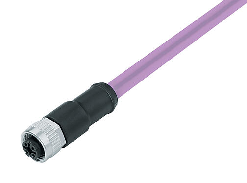 Illustration 77 2530 0000 50705-0200 - M12 Female cable connector, Contacts: 5, shielded, moulded on the cable, IP67, UL, CAN-Bus, PUR, violet, 1 x 2 x AWG 22 + 1 x 2 x AWG 24, 2 m
