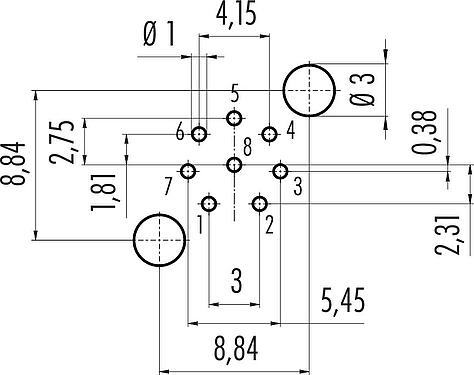 Uspořádání vodičů M12 Přírubová zátka, : 8, stínitelné, THT, IP68, UL 2238, PG 9, Montáž na zadní stěnu, tvarované
