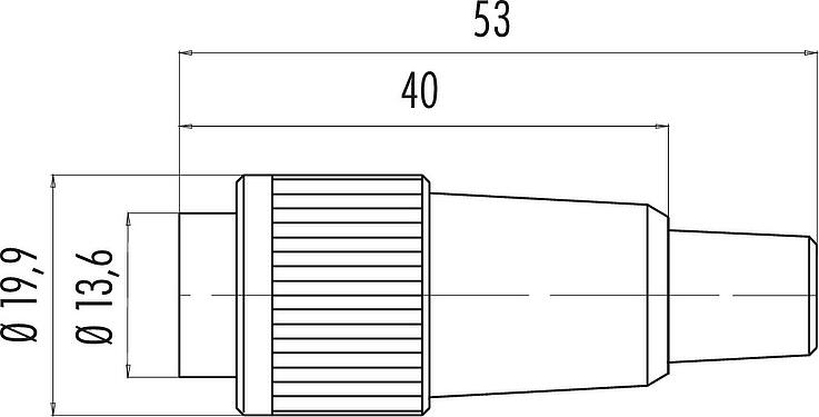 縮尺図 バヨネット オスコネクタケーブル, 極数: 7, 6.0-8.0mm, 非シールド, はんだ, IP40