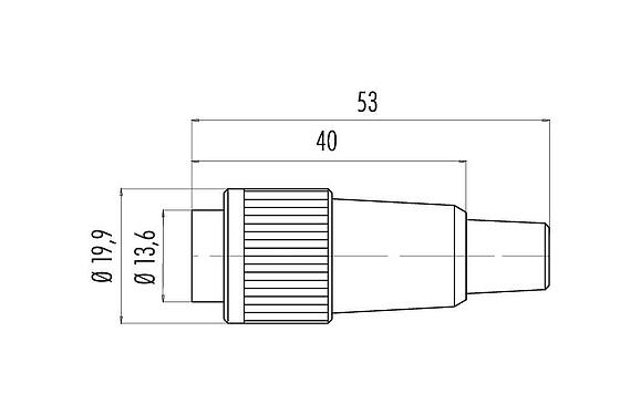 Scale drawing 99 0657 02 16 - Bayonet Male cable connector, Contacts: 16, 6.0-8.0 mm, unshielded, solder, IP40