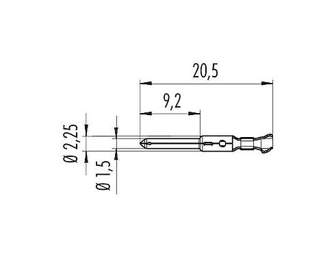 Méretarányos rajz 61 0795 085 00 - M16 IP40 / M16 IP67 / Bayonet HEC - Pin contact, 50 pcs. single