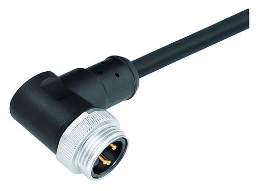 Ilustración 7/8" Conector macho en ángulo, Número de contactos: 5, sin blindaje, moldeado en el cable, IP68, UL 2238, PUR, negro, 5 x 1,50 mm², 2 m