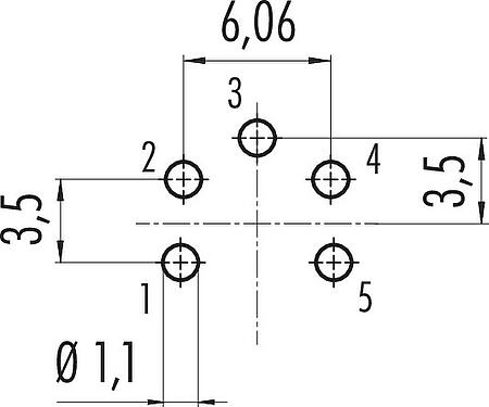 Ledarlayout M16 Flänsuttag, antal poler: 5 (05-a), oskärmad, THT, IP67, UL 2238, M18x0,75, Bakre väggmontering
