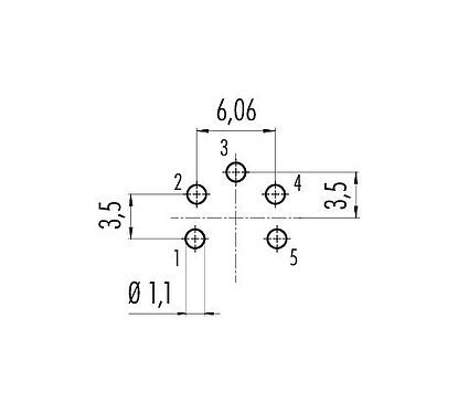导体结构 09 0116 99 05 - M16 孔头法兰座, 极数: 5 (05-a), 非屏蔽, THT, IP67, UL, 板前固定