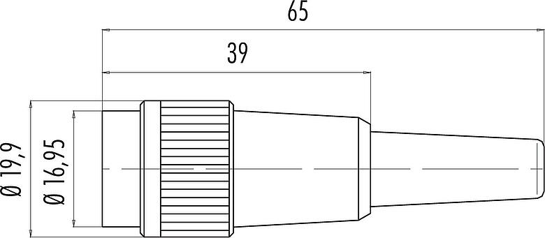 Scale drawing Bayonet Female cable connector, Contacts: 4, 3.0-6.0 mm, unshielded, solder, IP40