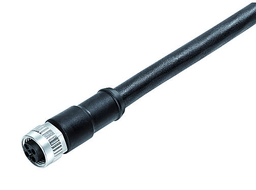 Illustration 77 0630 0000 50704-0500 - M12 Female cable connector, Contacts: 4, unshielded, moulded on the cable, IP68, PUR, black, 4 x 1.50 mm², 5 m
