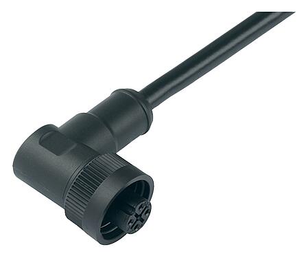 Illustration 79 0234 20 04 - RD24 Female angled connector, Contacts: 3+PE, unshielded, moulded on the cable, IP67, PVC, black, 4 x 1.50 mm², 2 m