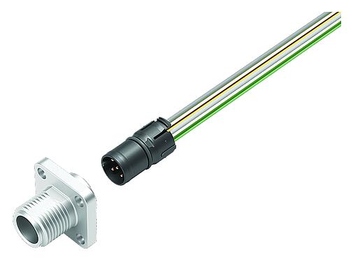 Illustration 99 3443 100 05 - M12 Square male panel mount connector, Contacts: 5, unshielded, single wires, IP69k, IP68, IP67, UL 2238, Square, Square housing 20 mm, Positionable coding alignment