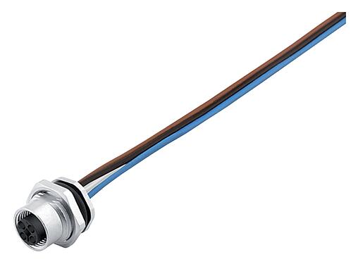 Illustration 76 0640 1115 00044-0200 - M12 Embase femelle, Contacts: 4, non blindé, fils, IP68, UL 2238, M16x1,5, Montage mural arrière