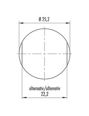 組裝說明/面板開孔 RD24 針頭法蘭座, : 6+PE, 非遮罩, 螺釘接線, IP67, UL, ESTI+, VDE, 板前安裝