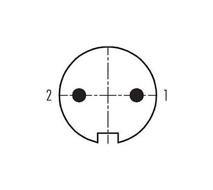 Contact arrangement (Plug-in side) 99 5101 40 02 - M16 Male cable connector, Contacts: 2 (02-a), 4.1-7.8 mm, unshielded, solder, IP67, UL, Short version