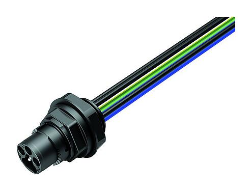 Illustration Bayonet Male panel mount connector, Contacts: 6, unshielded, single wires, IP66/IP67, UL 2237, M20x1.5, Front mounting