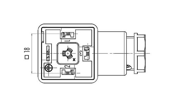 Disposición de los contactos (lado de la conexión) Conector hembra de potencia, Número de contactos: 3+PE, 6,0-8,0 mm, sin blindaje, tornillo extraíble, IP40 sin junta, PG 9, Circuito P45, con LED PNP