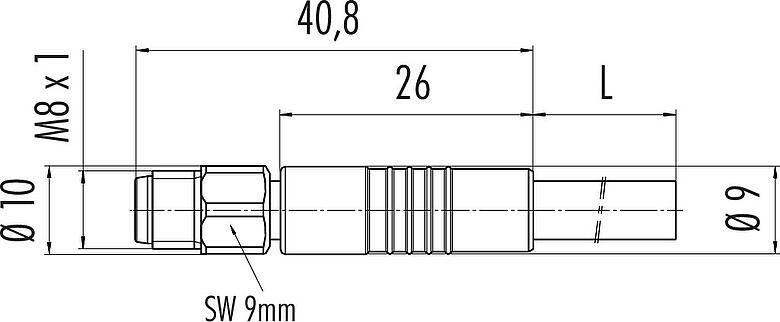 Schaaltekening M8 Kabelstekker, aantal polen: 8, onafgeschermd, aan de kabel aangegoten, IP67/IP69K, UL 2238, PUR, zwart, 8 x 0,25 mm², Roestvrij staal, 2 m